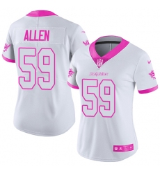 Women's Nike Miami Dolphins #59 Chase Allen Limited White/Pink Rush Fashion NFL Jersey