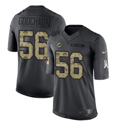 Men's Nike Miami Dolphins #56 Davon Godchaux Limited Black 2016 Salute to Service NFL Jersey