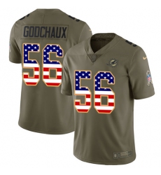 Youth Nike Miami Dolphins #56 Davon Godchaux Limited Olive/USA Flag 2017 Salute to Service NFL Jersey