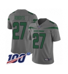 Men's New York Jets #27 Darryl Roberts Limited Gray Inverted Legend 100th Season Football Jersey