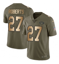 Youth Nike New York Jets #27 Darryl Roberts Limited Olive/Gold 2017 Salute to Service NFL Jersey