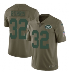 Men's Nike New York Jets #32 Juston Burris Limited Olive 2017 Salute to Service NFL Jersey