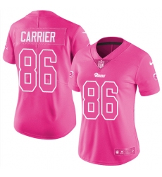 Women's Nike Los Angeles Rams #86 Derek Carrier Limited Pink Rush Fashion NFL Jersey
