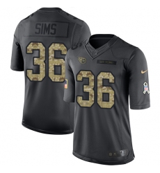 Men's Nike Tennessee Titans #36 LeShaun Sims Limited Black 2016 Salute to Service NFL Jersey