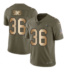Men's Nike Tennessee Titans #36 LeShaun Sims Limited Olive/Gold 2017 Salute to Service NFL Jersey