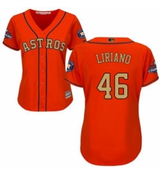 Women's Majestic Houston Astros #46 Francisco Liriano Authentic Orange Alternate 2018 Gold Program Cool Base MLB Jersey
