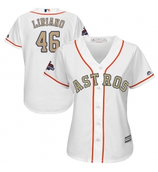 Women's Majestic Houston Astros #46 Francisco Liriano Authentic White 2018 Gold Program Cool Base MLB Jersey