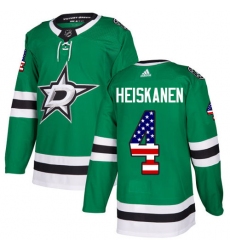 Youth Adidas Dallas Stars #4 Miro Heiskanen Authentic Green USA Flag Fashion NHL Jersey