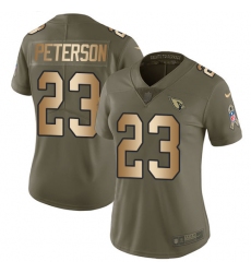 Women's Nike Arizona Cardinals #23 Adrian Peterson Limited Olive/Gold 2017 Salute to Service NFL Jersey