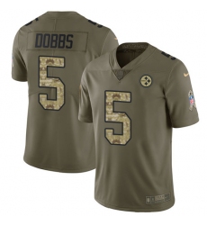 Men's Nike Pittsburgh Steelers #5 Joshua Dobbs Limited Olive/Camo 2017 Salute to Service NFL Jersey