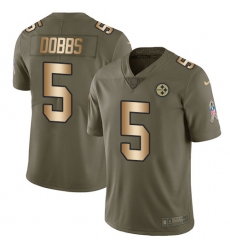 Men's Nike Pittsburgh Steelers #5 Joshua Dobbs Limited Olive/Gold 2017 Salute to Service NFL Jersey