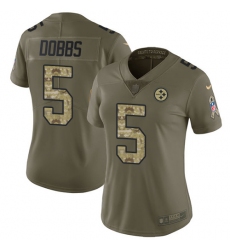 Women's Nike Pittsburgh Steelers #5 Joshua Dobbs Limited Olive/Camo 2017 Salute to Service NFL Jersey