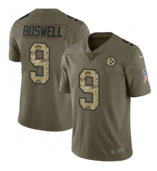 Men's Nike Pittsburgh Steelers #9 Chris Boswell Limited Olive/Camo 2017 Salute to Service NFL Jersey
