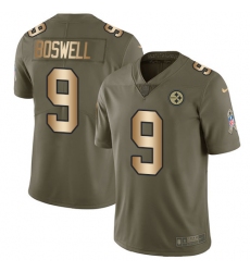 Men's Nike Pittsburgh Steelers #9 Chris Boswell Limited Olive/Gold 2017 Salute to Service NFL Jersey