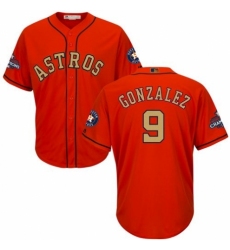 Men's Majestic Houston Astros #9 Marwin Gonzalez Replica Orange Alternate 2018 Gold Program Cool Base MLB Jersey