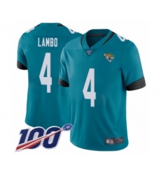 Men's Jacksonville Jaguars #4 Josh Lambo Teal Green Alternate Vapor Untouchable Limited Player 100th Season Football Jersey