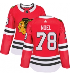 Women's Adidas Chicago Blackhawks #78 Nathan Noel Authentic Red Home NHL Jersey
