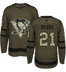 Men's Adidas Pittsburgh Penguins #21 Michel Briere Authentic Green Salute to Service NHL Jersey