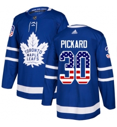 Youth Adidas Toronto Maple Leafs #30 Calvin Pickard Authentic Royal Blue USA Flag Fashion NHL Jersey