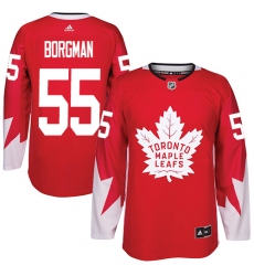 Men's Adidas Toronto Maple Leafs #55 Andreas Borgman Premier Red Alternate NHL Jersey