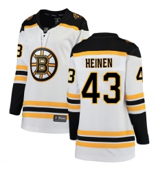 Women's Boston Bruins #43 Danton Heinen Authentic White Away Fanatics Branded Breakaway NHL Jersey