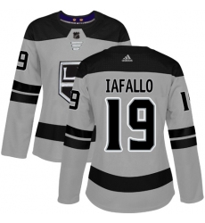 Women's Adidas Los Angeles Kings #19 Alex Iafallo Authentic Gray Alternate NHL Jersey