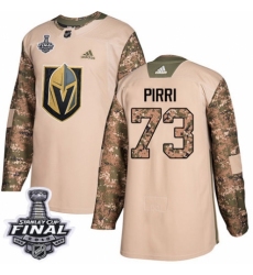 Men's Adidas Vegas Golden Knights #73 Brandon Pirri Authentic Camo Veterans Day Practice 2018 Stanley Cup Final NHL Jersey