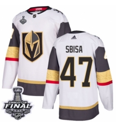 Men's Adidas Vegas Golden Knights #47 Luca Sbisa Authentic White Away 2018 Stanley Cup Final NHL Jersey