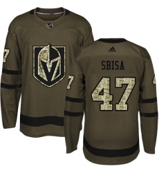 Youth Adidas Vegas Golden Knights #47 Luca Sbisa Authentic Green Salute to Service NHL Jersey