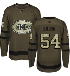 Youth Adidas Montreal Canadiens #54 Charles Hudon Authentic Green Salute to Service NHL Jersey