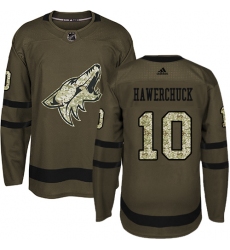 Youth Adidas Arizona Coyotes #10 Dale Hawerchuck Authentic Green Salute to Service NHL Jersey