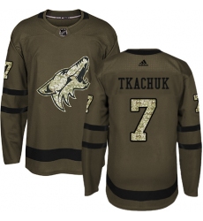 Youth Adidas Arizona Coyotes #7 Keith Tkachuk Authentic Green Salute to Service NHL Jersey