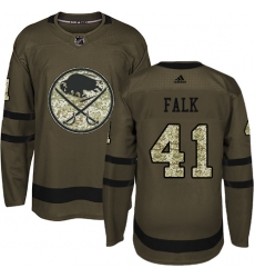 Men's Adidas Buffalo Sabres #41 Justin Falk Authentic Green Salute to Service NHL Jersey