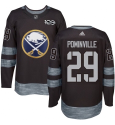 Men's Adidas Buffalo Sabres #29 Jason Pominville Authentic Black 1917-2017 100th Anniversary NHL Jersey