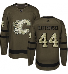 Men's Adidas Calgary Flames #44 Matt Bartkowski Authentic Green Salute to Service NHL Jersey