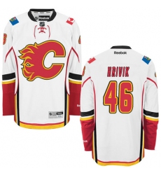 Women's Reebok Calgary Flames #46 Marek Hrivik Authentic White Away NHL Jersey
