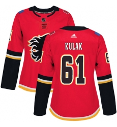 Women's Adidas Calgary Flames #61 Brett Kulak Premier Red Home NHL Jersey