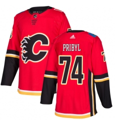 Men's Adidas Calgary Flames #74 Daniel Pribyl Authentic Red Home NHL Jersey