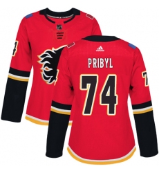 Women's Adidas Calgary Flames #74 Daniel Pribyl Authentic Red Home NHL Jersey