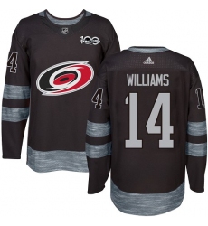 Men's Adidas Carolina Hurricanes #14 Justin Williams Premier Black 1917-2017 100th Anniversary NHL Jersey