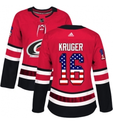 Women's Adidas Carolina Hurricanes #16 Marcus Kruger Authentic Red USA Flag Fashion NHL Jersey