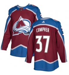 Men's Adidas Colorado Avalanche #37 J.T. Compher Authentic Burgundy Red Home NHL Jersey