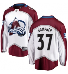 Youth Colorado Avalanche #37 J.T. Compher Fanatics Branded White Away Breakaway NHL Jersey