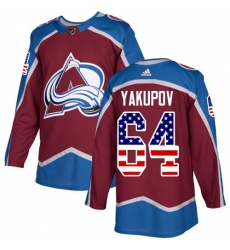 Men's Adidas Colorado Avalanche #64 Nail Yakupov Authentic Burgundy Red USA Flag Fashion NHL Jersey