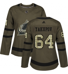 Women's Adidas Colorado Avalanche #64 Nail Yakupov Authentic Green Salute to Service NHL Jersey