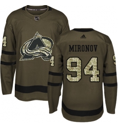 Men's Adidas Colorado Avalanche #94 Andrei Mironov Premier Green Salute to Service NHL Jersey