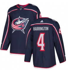 Men's Adidas Columbus Blue Jackets #4 Scott Harrington Authentic Navy Blue Home NHL Jersey