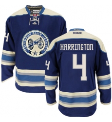 Women's Reebok Columbus Blue Jackets #4 Scott Harrington Authentic Navy Blue Third NHL Jersey
