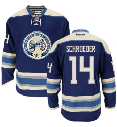 Men's Reebok Columbus Blue Jackets #14 Jordan Schroeder Authentic Navy Blue Third NHL Jersey