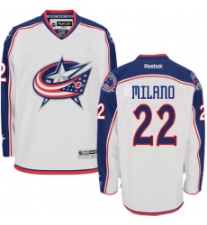 Youth Reebok Columbus Blue Jackets #22 Sonny Milano Authentic White Away NHL Jersey